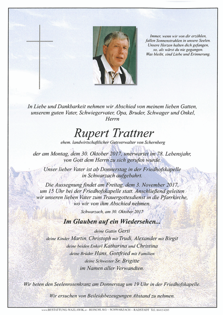 Parte von Rupert Trattner † 30.10.2017