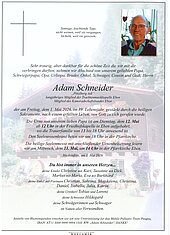 Parte von Adam Schneider † 01.05.2026 aus Eben im Pongau