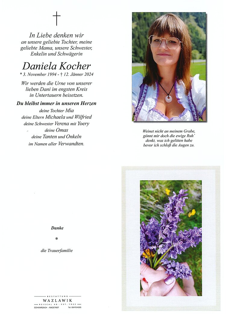 Parte von Daniela Kocher † 12.01.2024