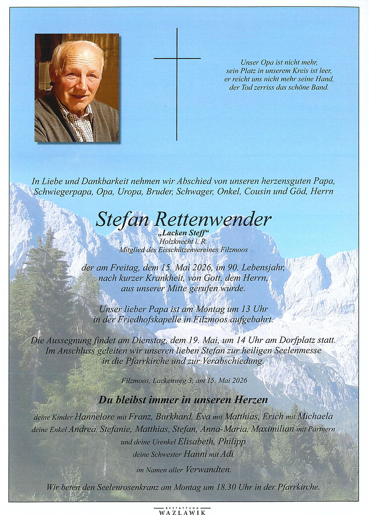 Parte von Stefan Rettenwender † 15.05.2026