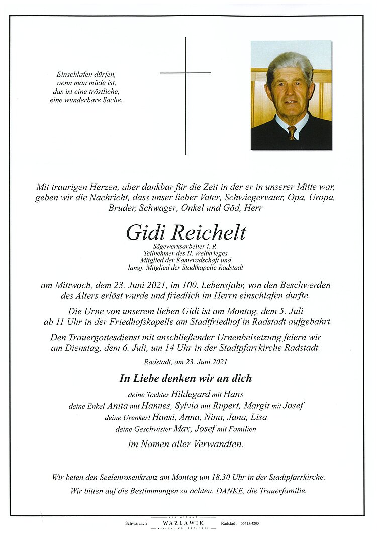 Parte von Gidi Reichelt † 23.06.2021