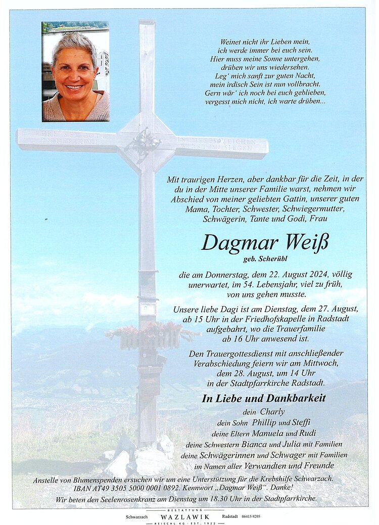 Parte von Dagmar Weiß † 22.08.2024
