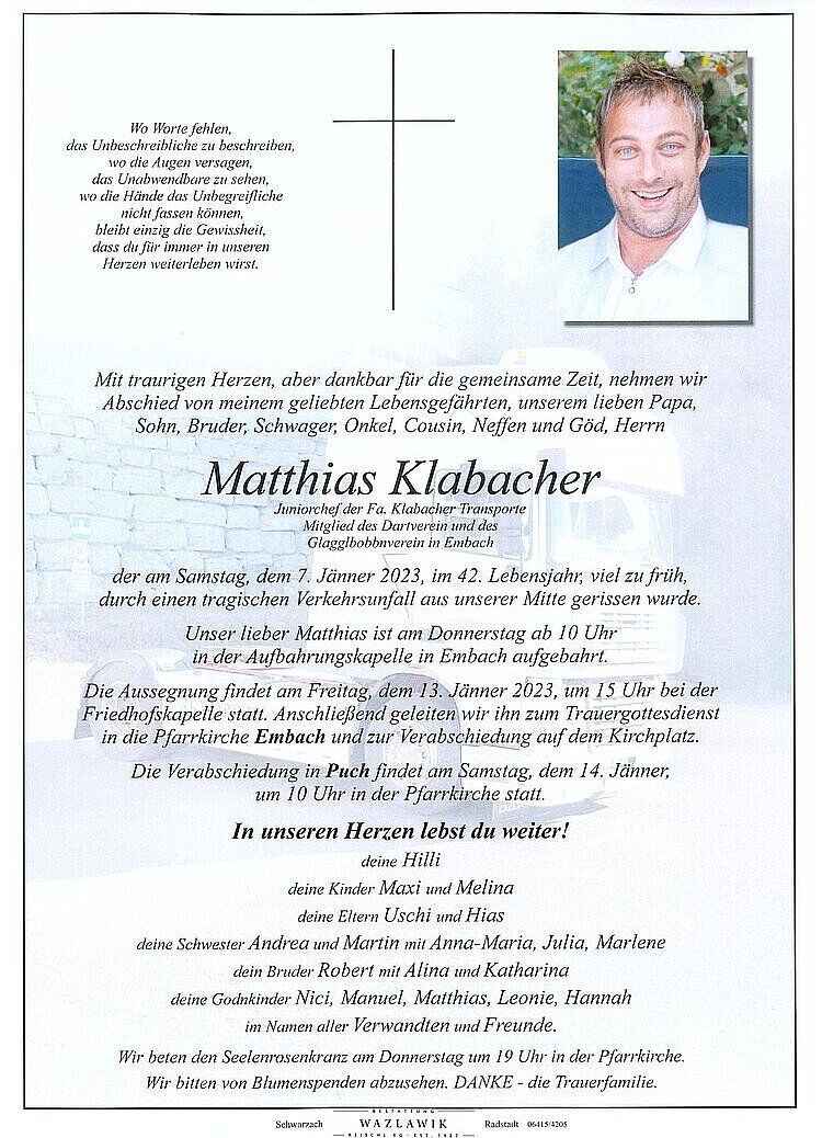 Parte von Matthias Klabacher † 07.01.2023
