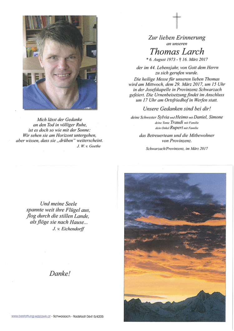 Parte von Thomas Larch † 16.03.2017