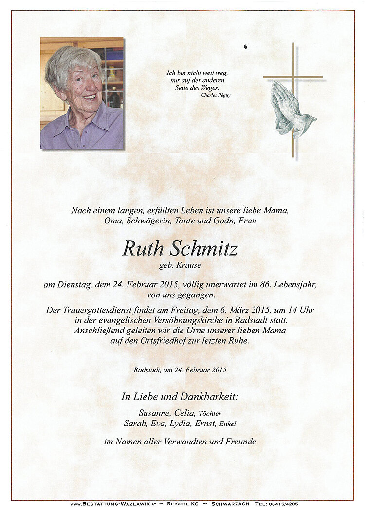 Parte von Ruth Schmitz † 24.02.2015