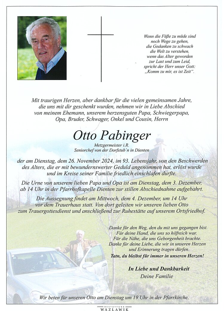 Parte von Otto Pabinger † 26.11.2024