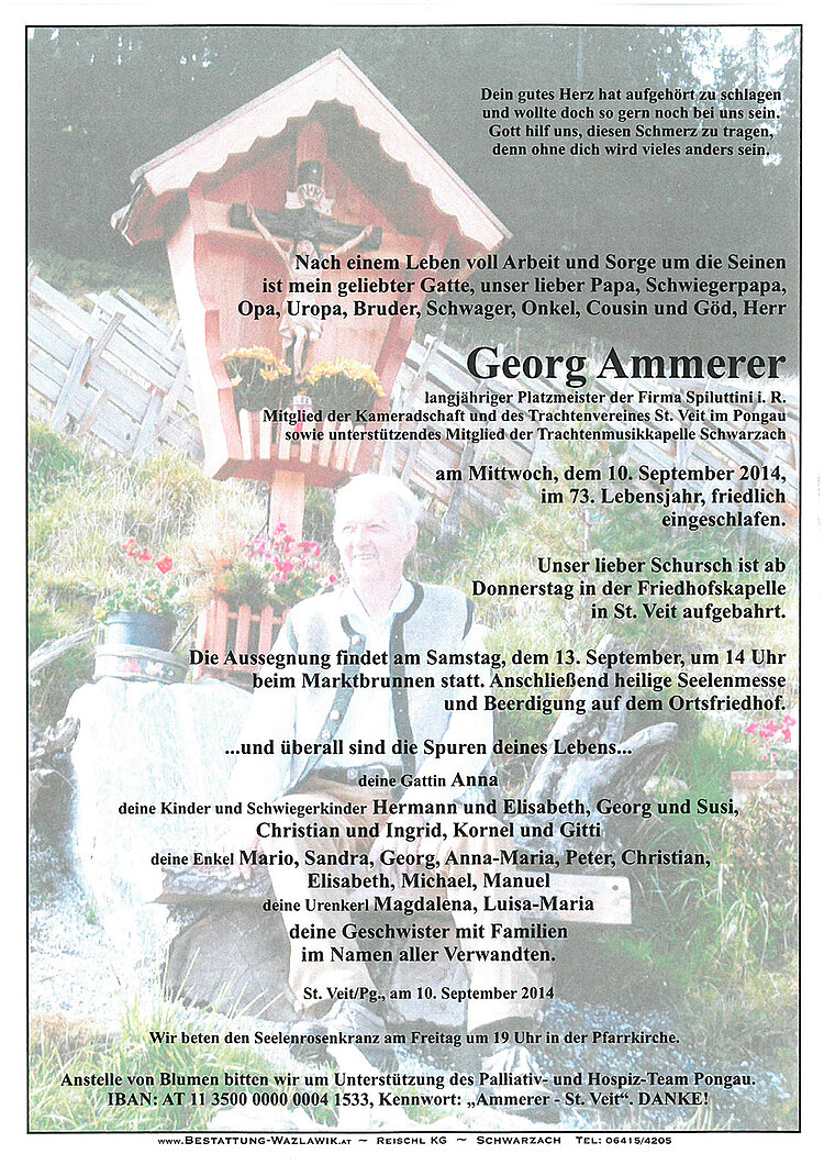 Parte von Georg Ammerer † 10.09.2014