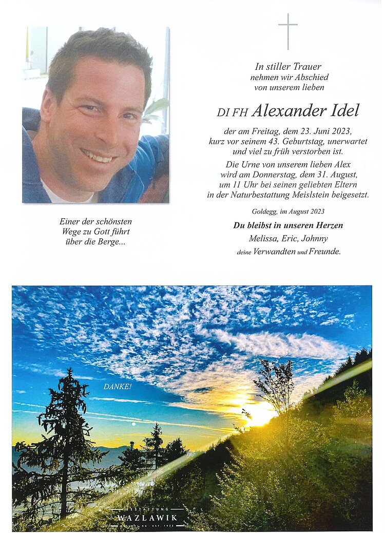 Parte von DI FH Alexander Idel † 23.06.2023