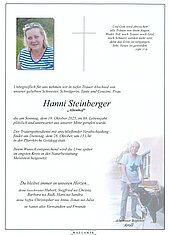 Parte von Hanni Steinberger † 19.10.2025 aus Goldegg