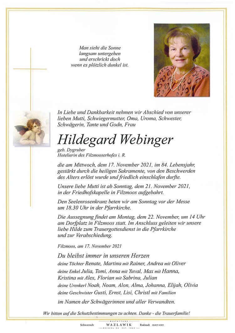 Parte von Hildegard Webinger † 16.11.2021