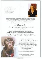 Parte von Mila Lucic † 07.01.2026 aus Hüttau