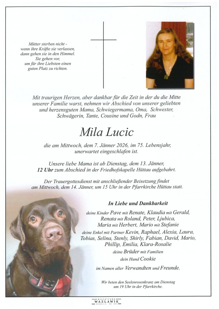 Parte von Mila Lucic † 07.01.2026