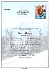 Parte von Franz Dengg † 22.07.2026 aus Radenthein - Mühlbach am Hochkönig