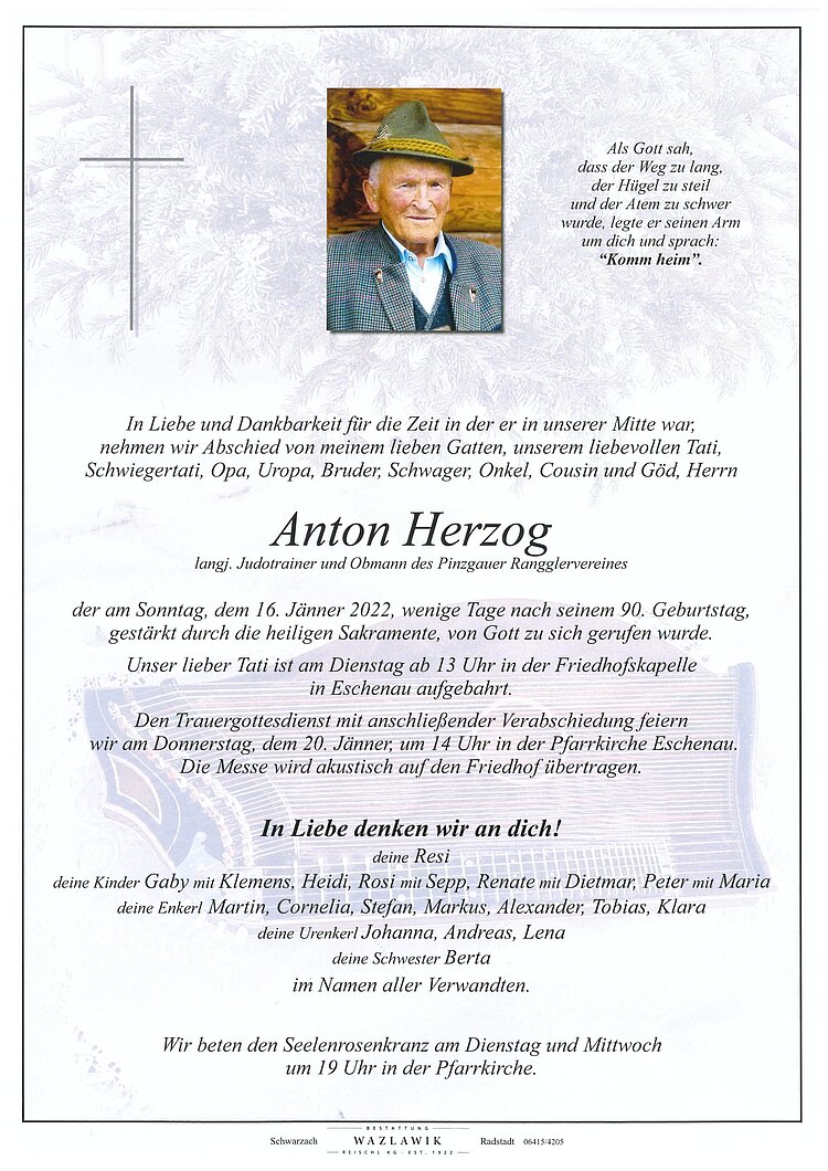 Parte von Anton Herzog † 16.01.2022