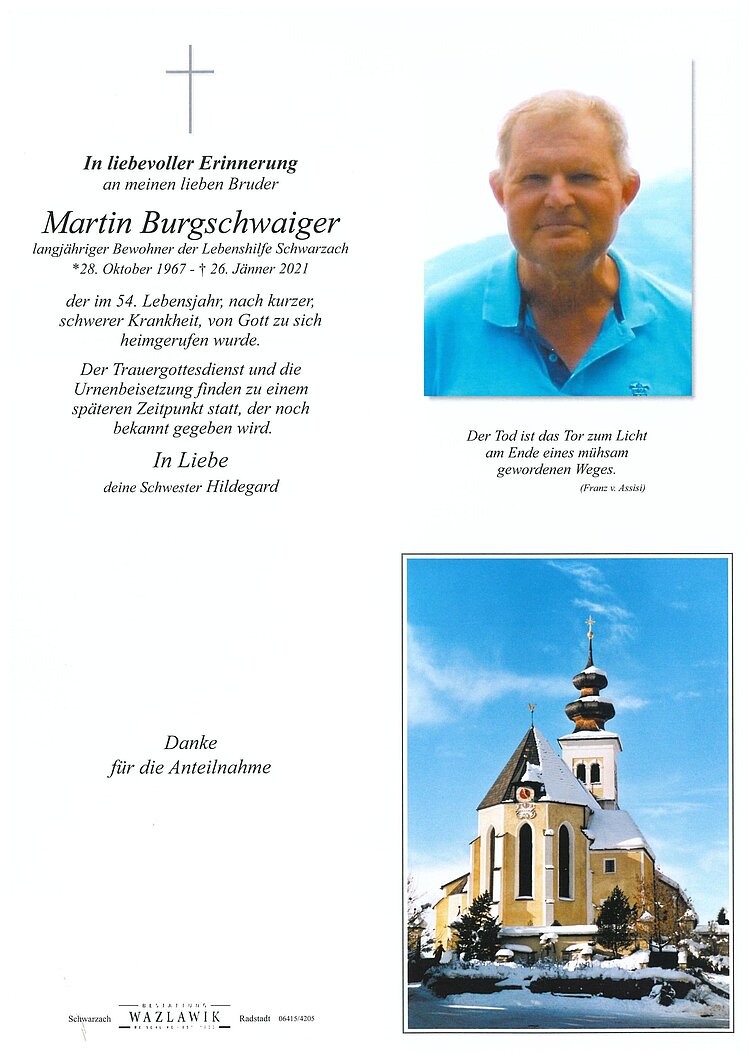 Parte von Martin Burgschwaiger † 26.01.2021