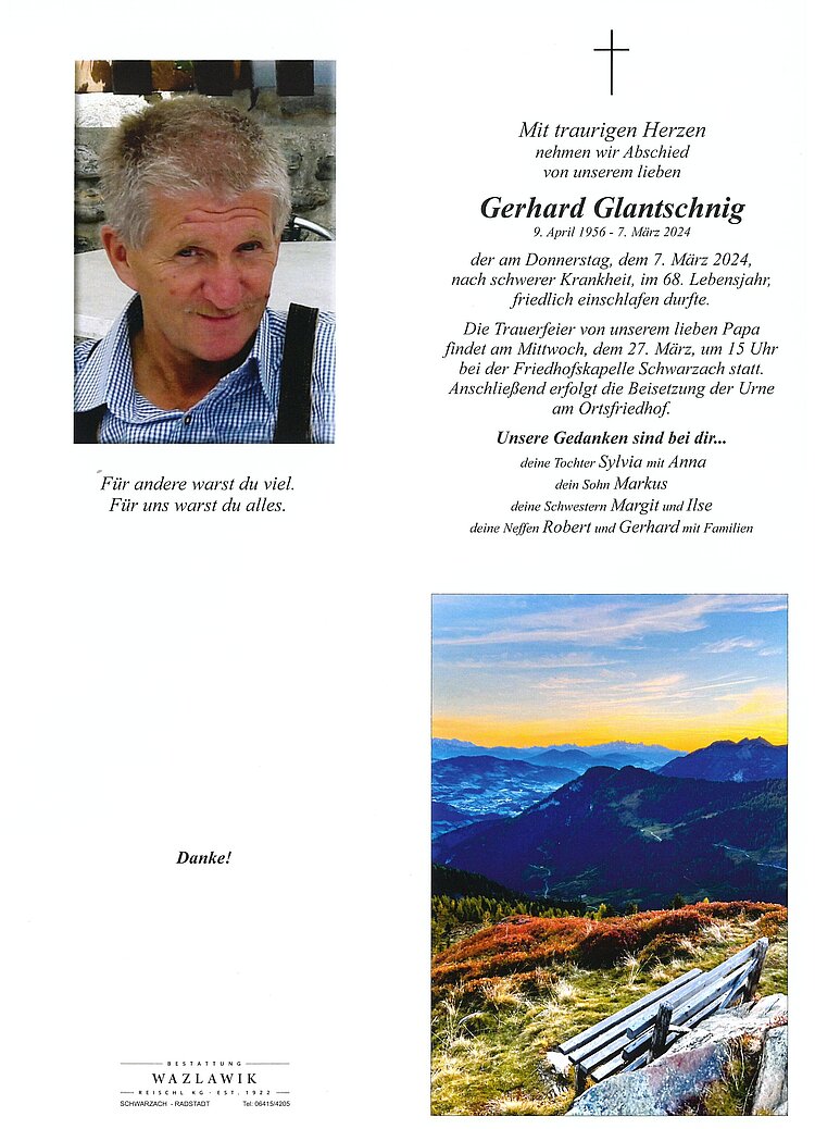 Parte von Gerhard Glantschnig † 07.03.2024