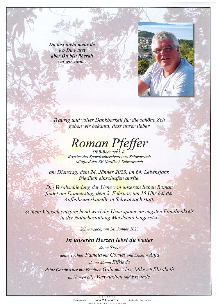 Parte von Roman Pfeffer † 24.01.2023