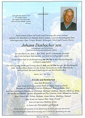 Parte von Johann Daxbacher sen. † 01.07.2026 aus Rauris