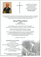 Parte von Josef Pronebner † 04.08.2025 aus Goldegg