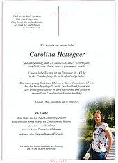 Parte von Carolina Hettegger † 21.06.2026 aus Großarl