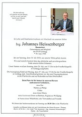 Parte von Ing. Johannes Heissenberger † 18.07.2026 aus Goldegg