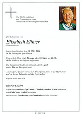 Parte von Elisabeth Ellmer † 30.03.2026 aus Wagrain