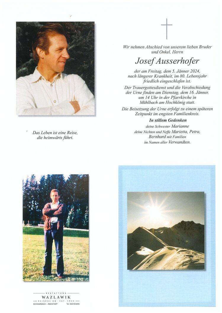 Parte von Josef Ausserhofer † 05.01.2024