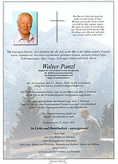 Parte von Walter Panzl † 25.01.2026 aus Dorfgastein
