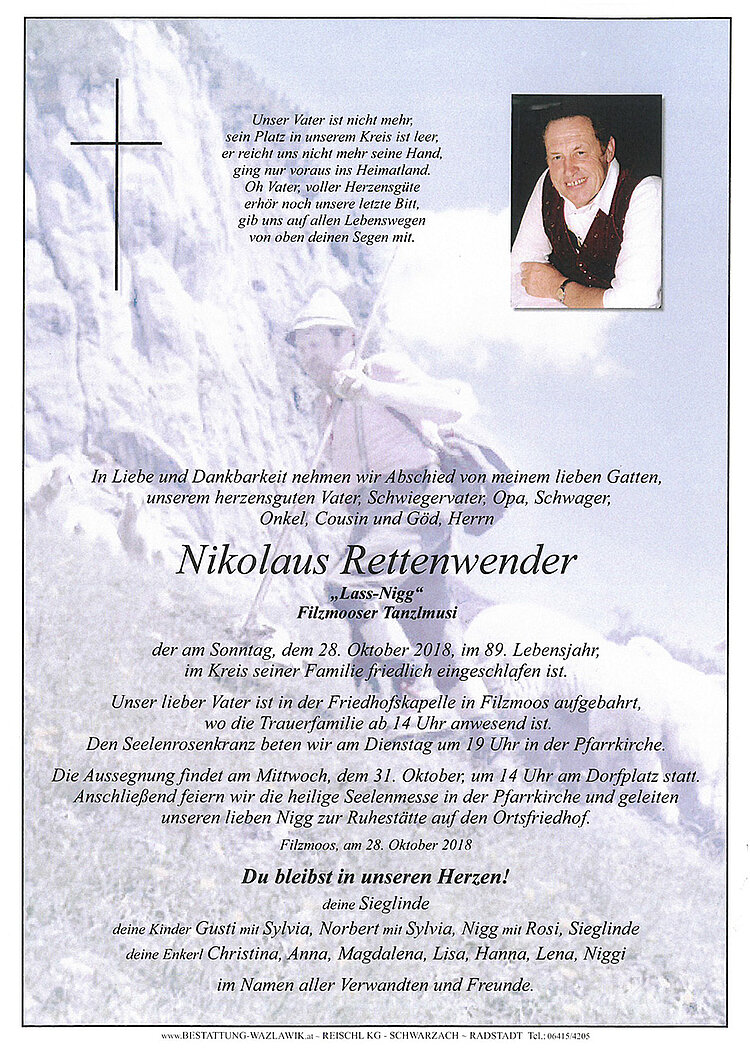 Parte von Nigg Rettenwender † 28.10.2018