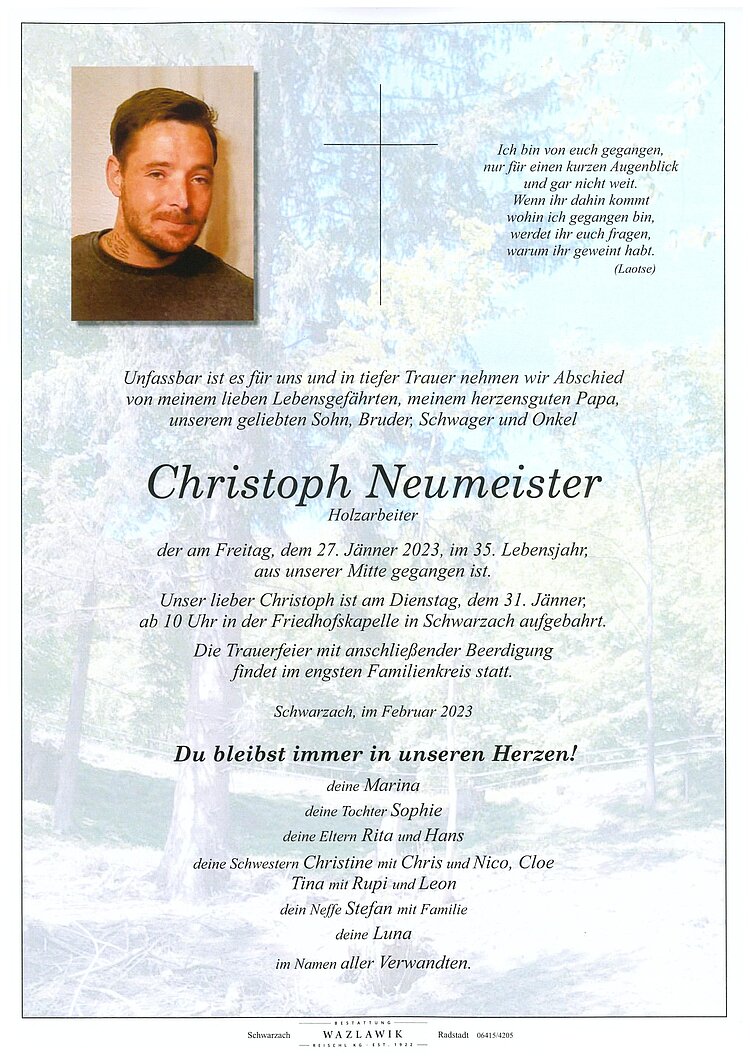 Parte von Christoph Neumeister † 27.01.2023