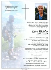 Parte von Kurt Tüchler † 30.09.2025 aus Schwarzach im Pongau