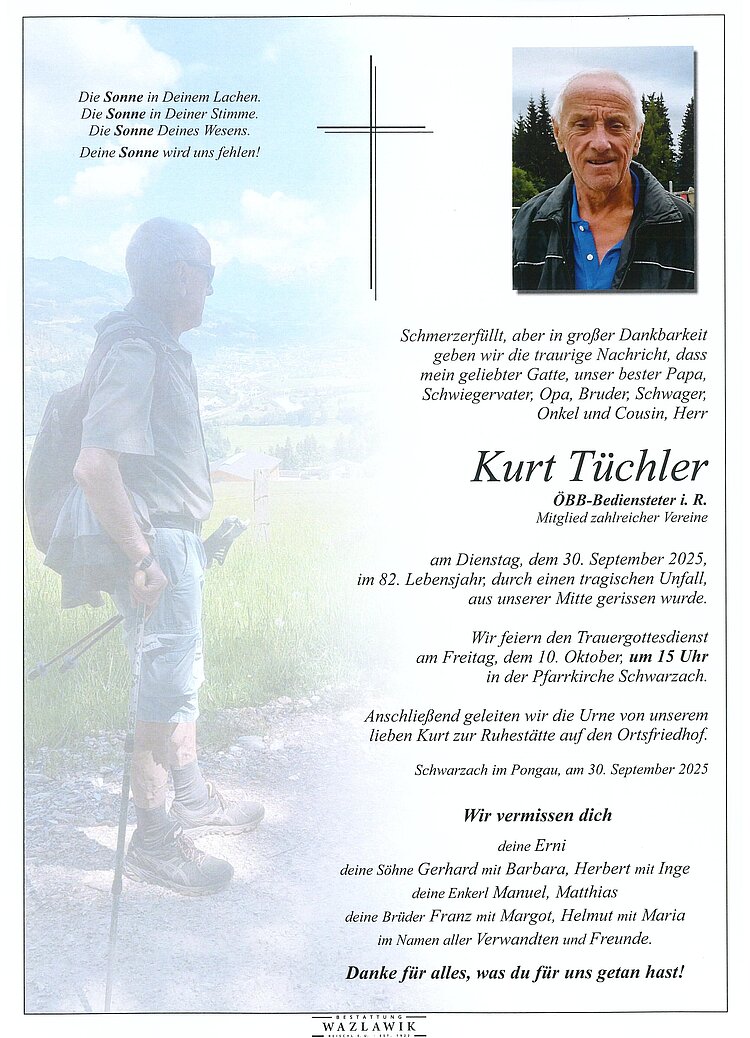 Parte von Kurt Tüchler † 30.09.2025