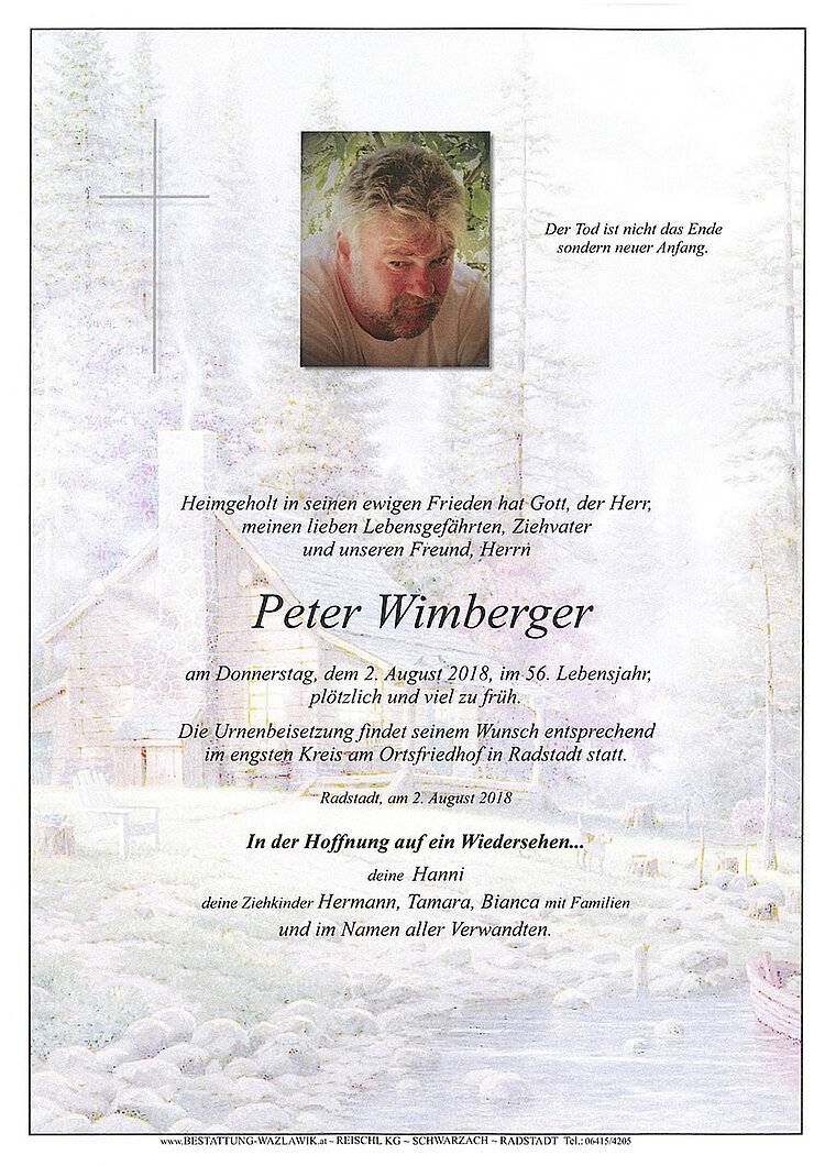 Parte von Peter Wimberger † 02.08.2018