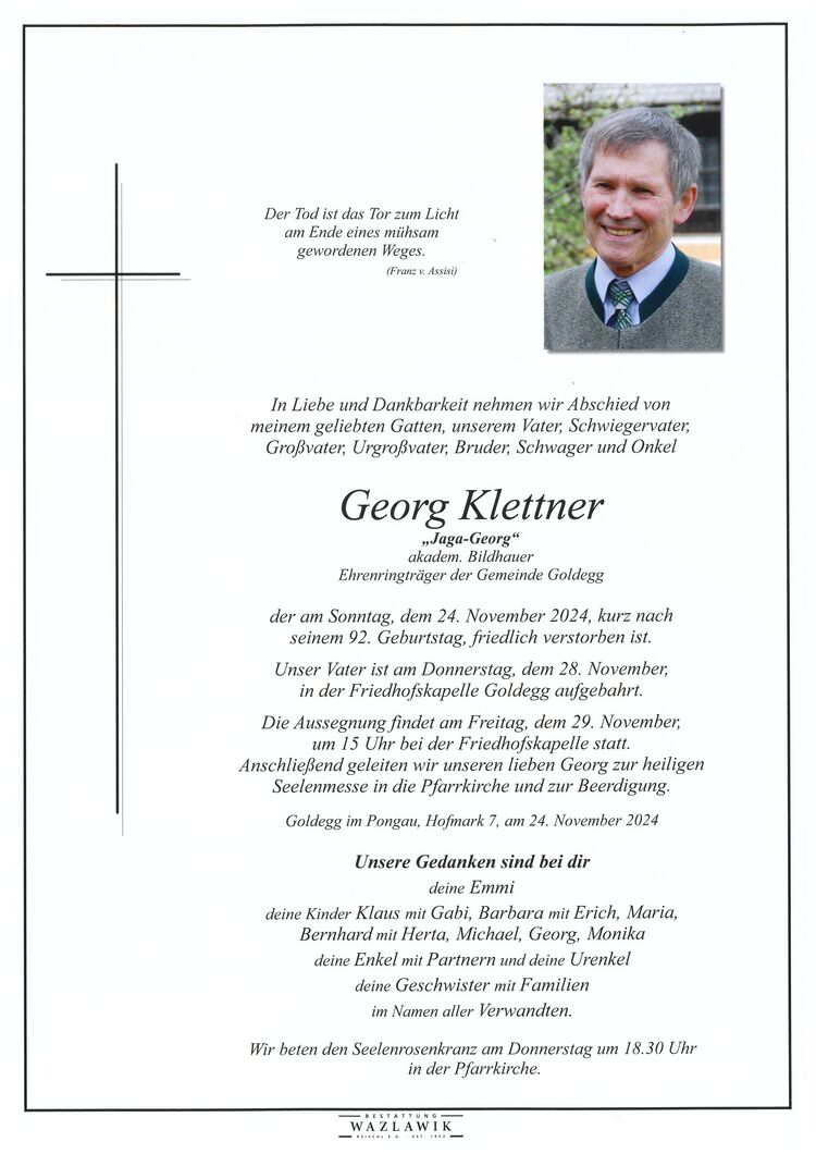 Parte von Georg Klettner † 24.11.2024