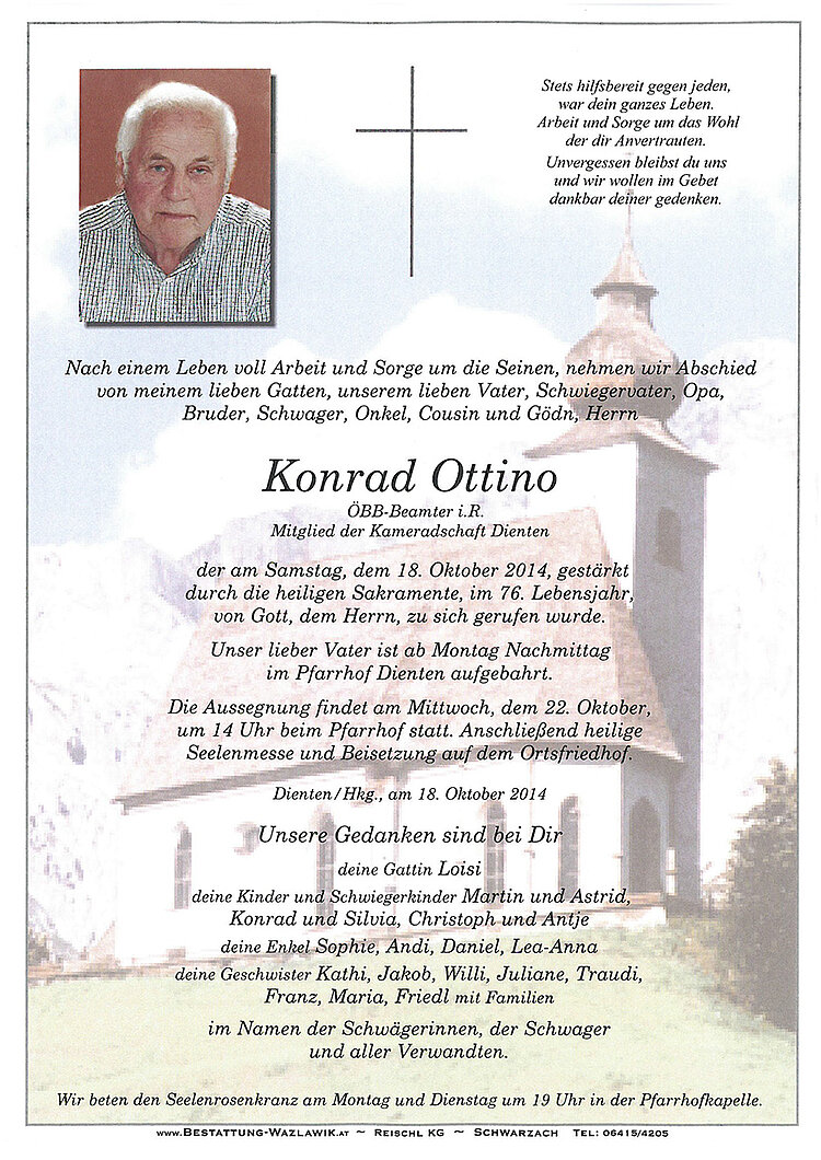 Parte von Konrad Ottino † 18.10.2014