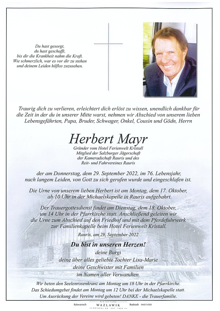 Parte von Herbert Mayr † 29.09.2022