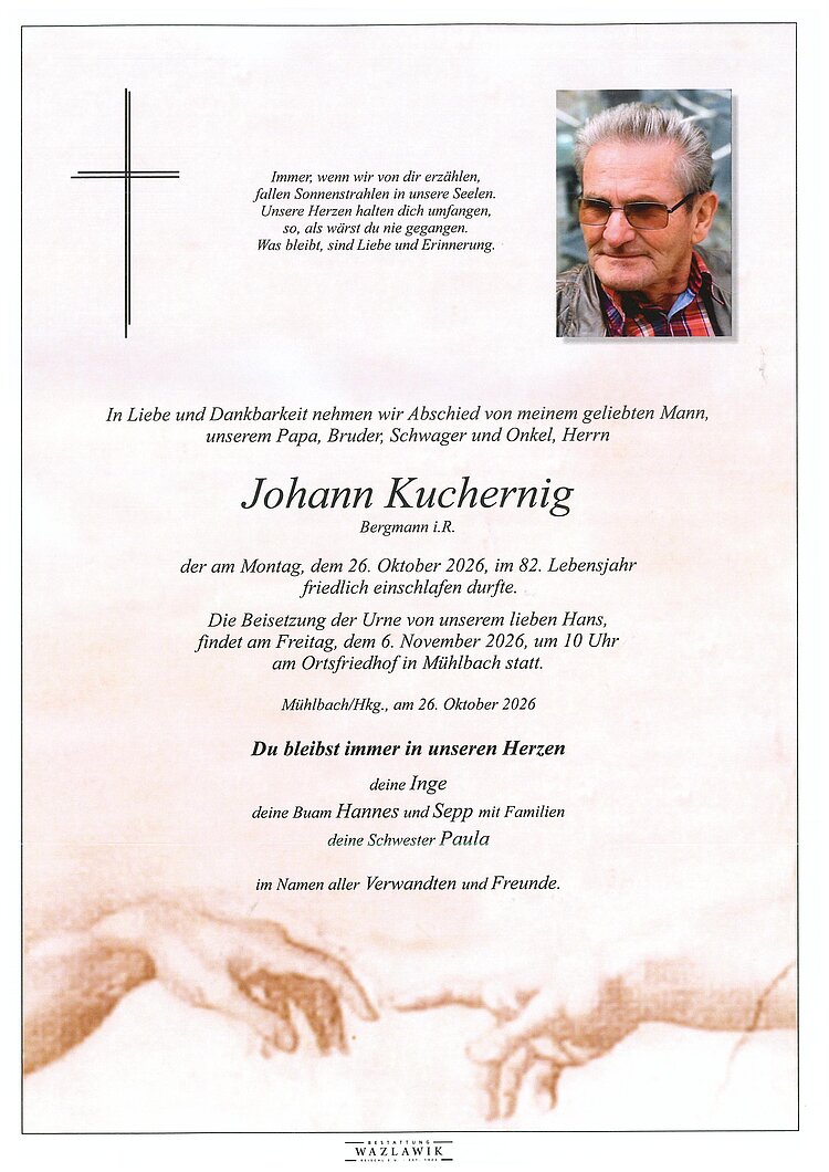 Parte von Johann Kuchernig † 26.10.2026