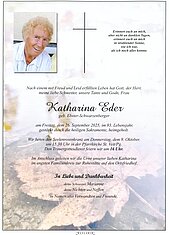 Parte von Katharina Eder † 26.09.2025 aus St. Veit im Pongau