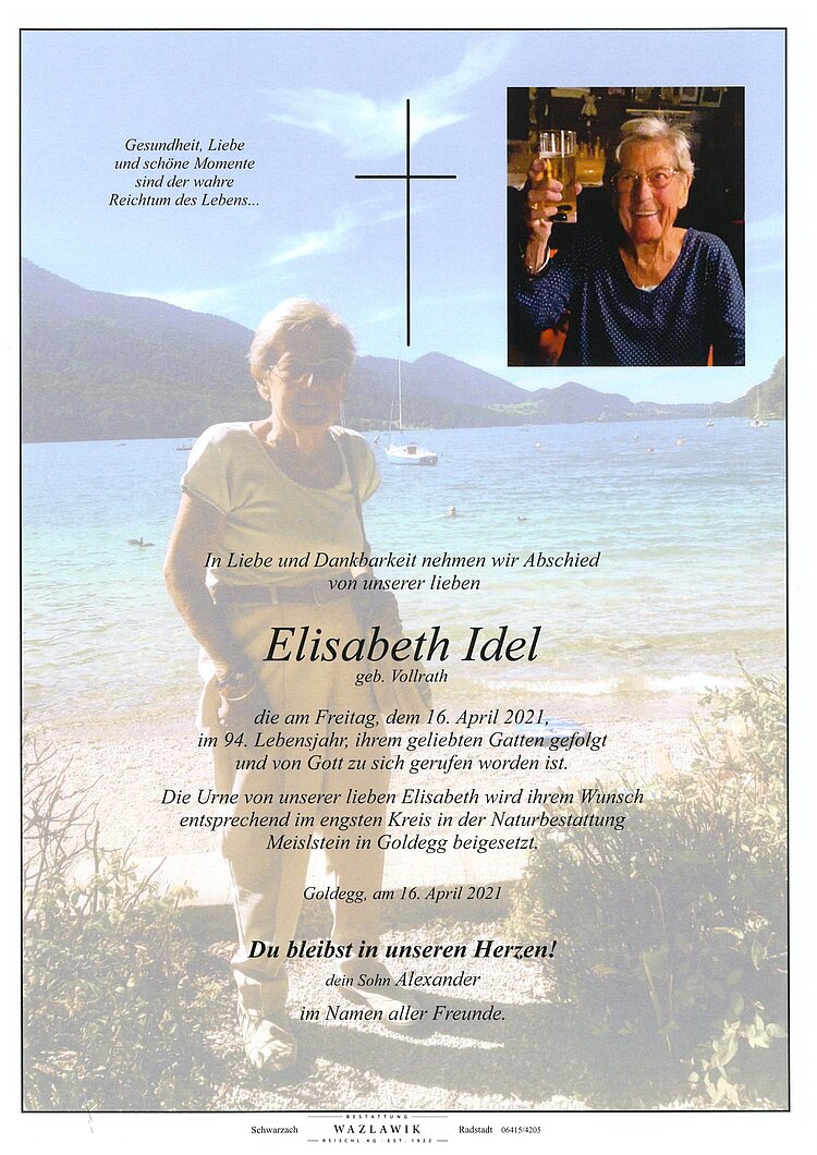 Parte von Elisabeth Idel † 16.04.2021