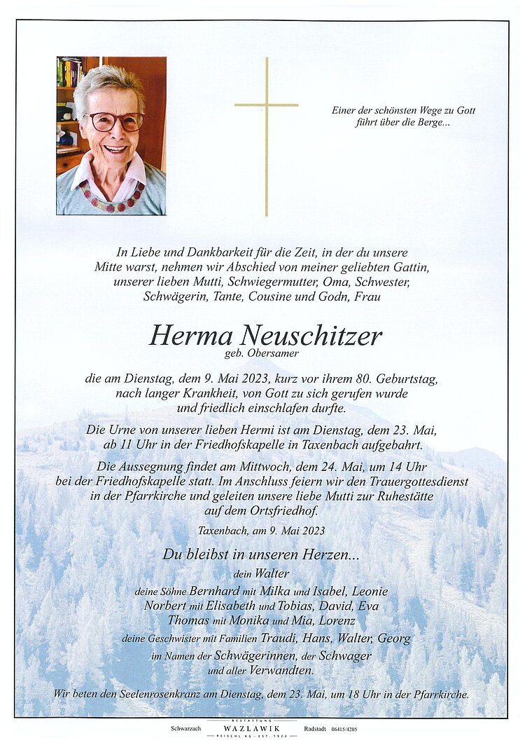 Parte von Herma Neuschitzer † 09.05.2023