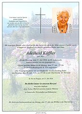 Parte von Adelheid Köffler † 21.07.2026 aus St. Veit im Pongau