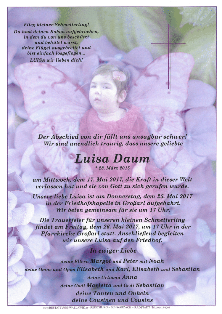 Parte von Luisa Daum † 17.05.2017