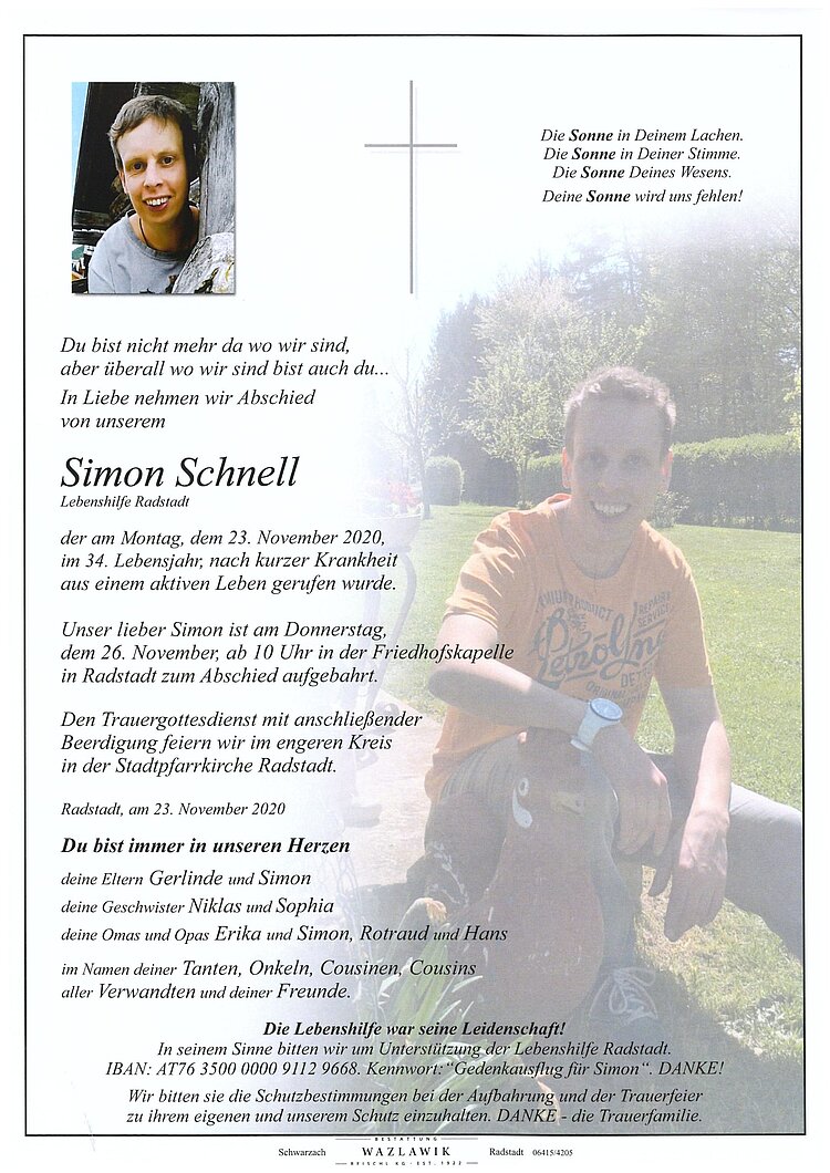 Parte von Simon Schnell † 23.11.2020