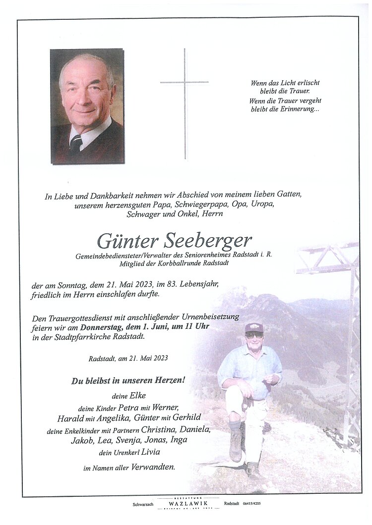 Parte von Günter Seeberger † 21.05.2023