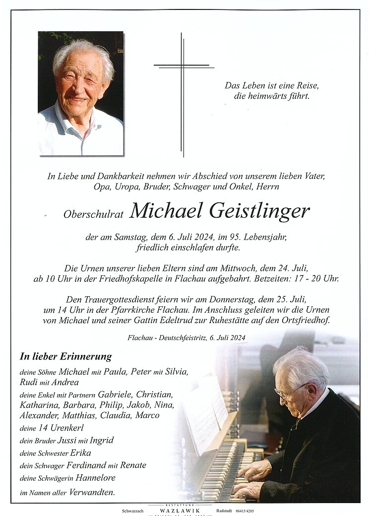 Parte von OSR Michael Geistlinger † 06.07.2024
