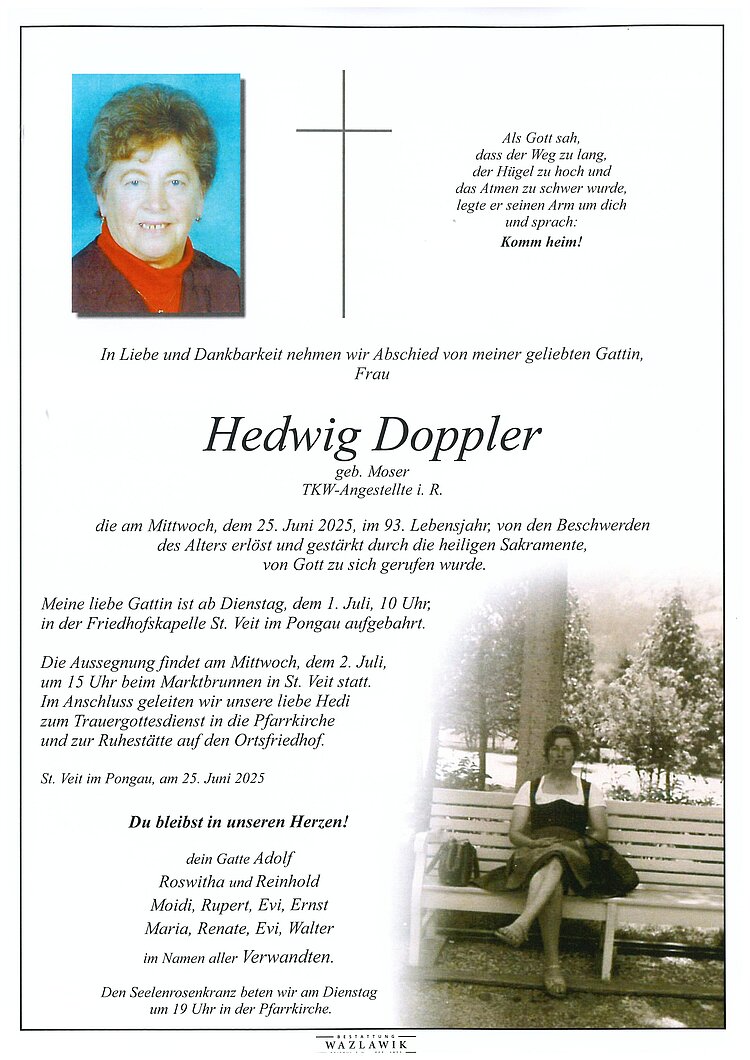 Parte von Hedwig Doppler † 26.06.2025