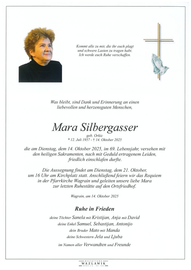 Parte von Mara Silbergasser † 14.10.2025