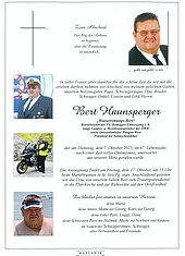 Parte von Bert Haunsperger † 07.10.2025 aus St. Veit im Pongau