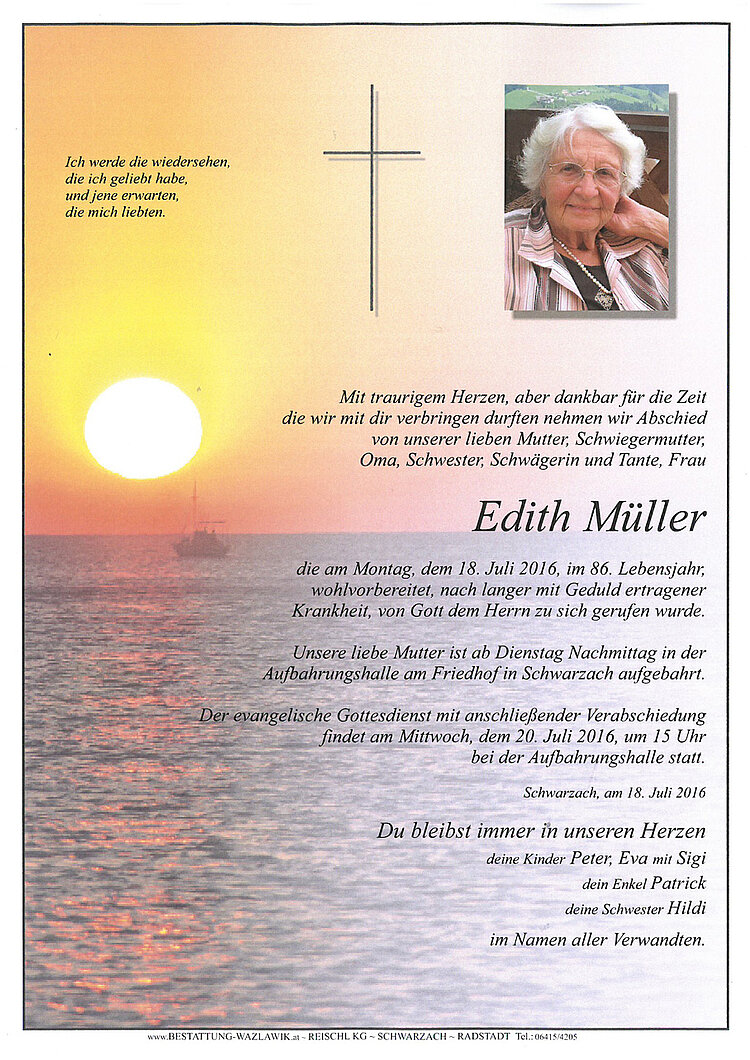 Parte von Edith Müller † 18.07.2016