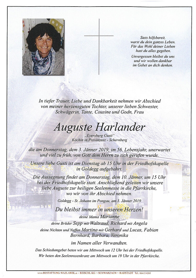 Parte von Gusti Harlander † 03.01.2019